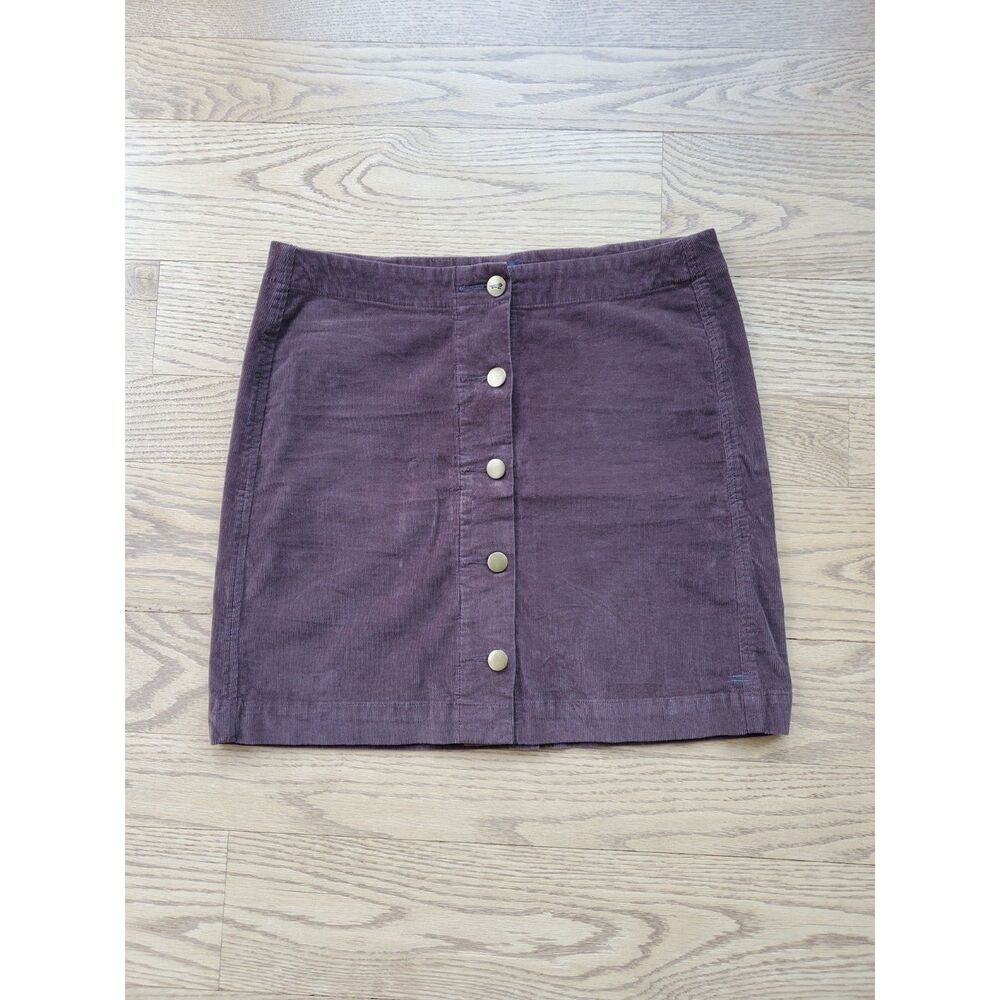 Toad&Co Womens 4 Mini Skirt Brown Organic Cotton Corduroy Button Front VGUC